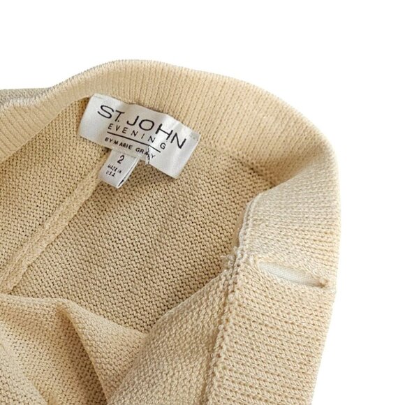 St. John Evening Womens High Waist Santana Knit, Split Bottom Wide Leg Pants, 2 - Picture 7 of 12